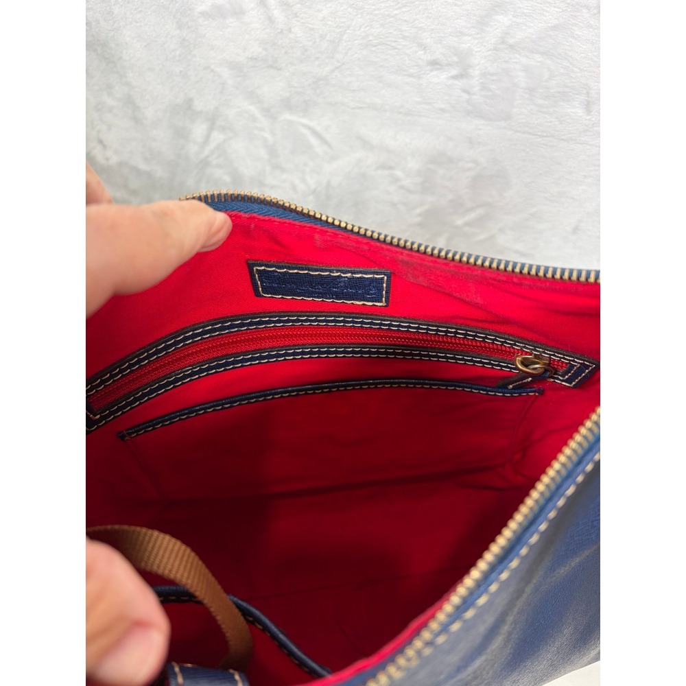 Dooney & Bourke Saffiano Leather Hobo Bag Purse Navy Blue Large Shoulder Bag - Picture 14 of 15
